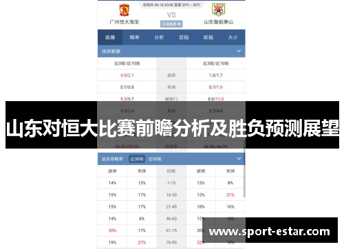 山东对恒大比赛前瞻分析及胜负预测展望